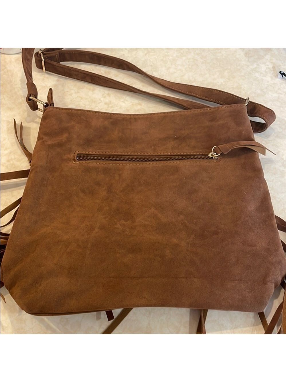 Brown Fringe Crossbody Bag, 11” x 11”, Adjustable Straps, NWOT - Picture 3 of 5
